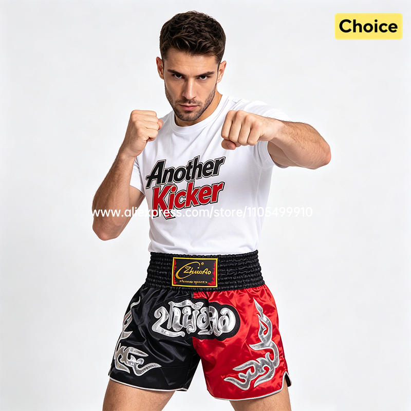 Black Red Muay Thai Shorts Sat – Embroidery Artist recenzja i cena