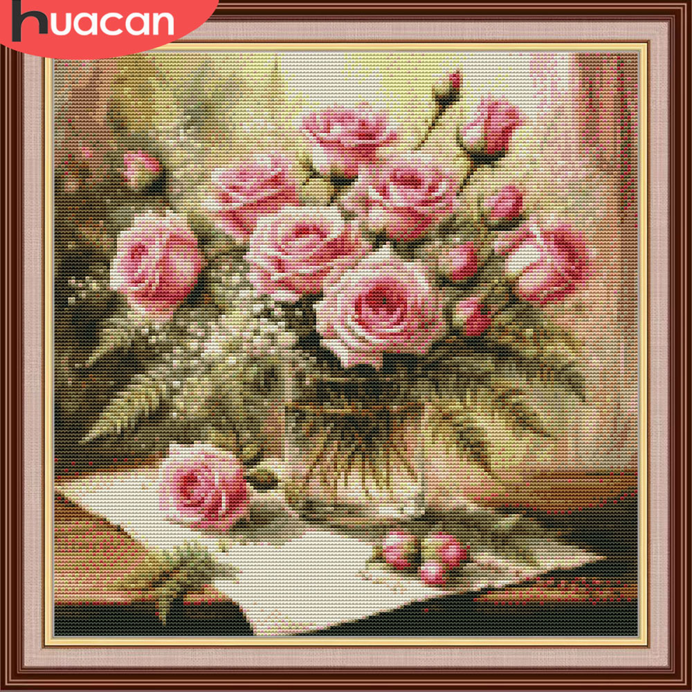 HUACAN Cross Stitch Kits Rose  – Embroidery Job recenzja i cena