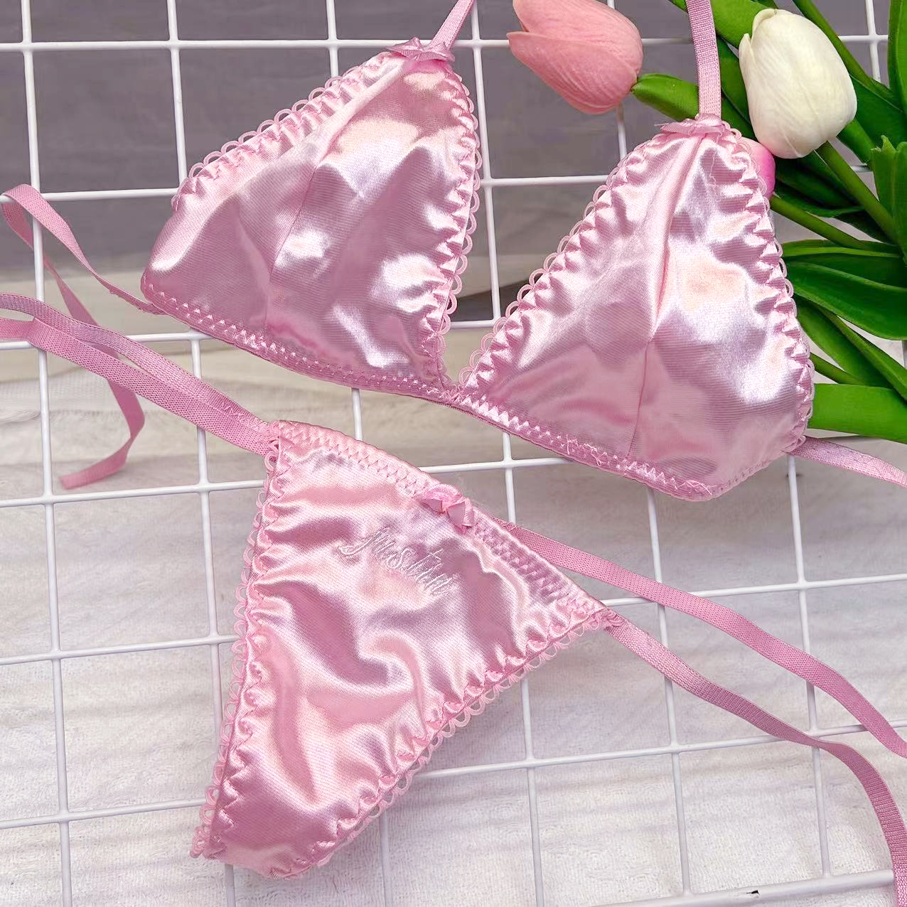 Custom Thongs Bra Sets Bikini  – Embroidery Names recenzja i cena