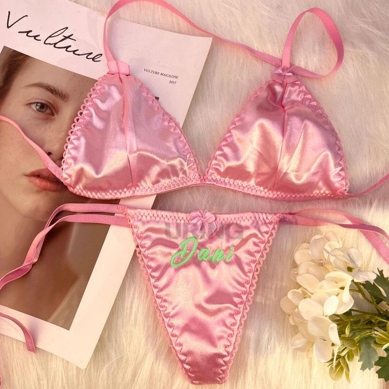 Custom Thongs Bra Sets Bikini  – Embroidery Names recenzja i cena