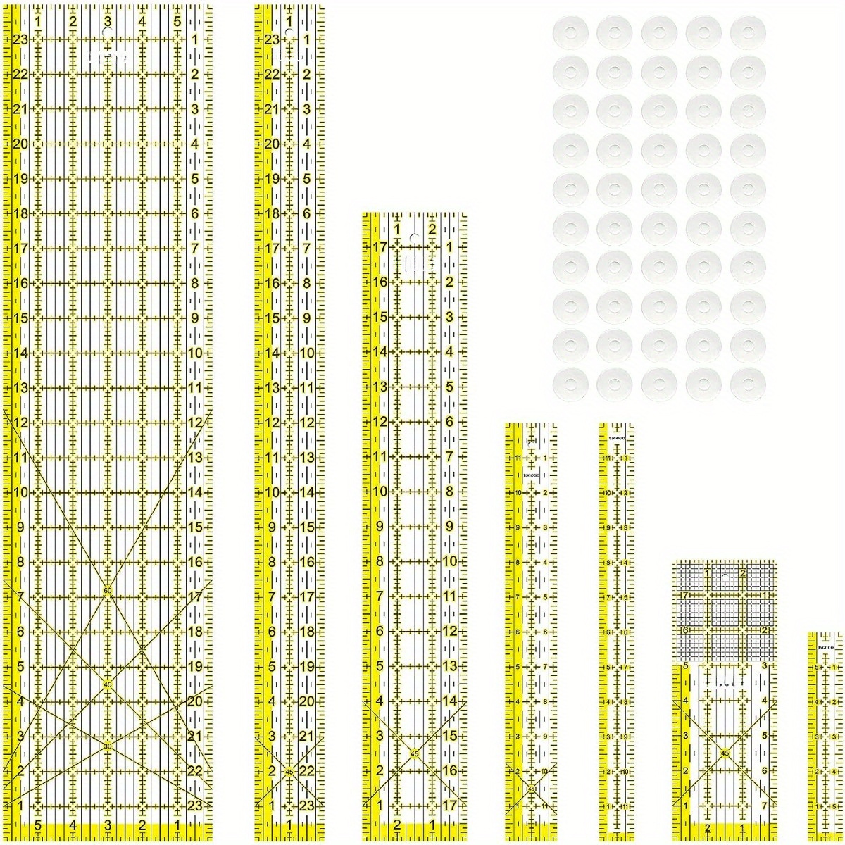 Acrylic Ruler 7 Piece Set, Non – Embroidery Ring Sizes recenzja i cena